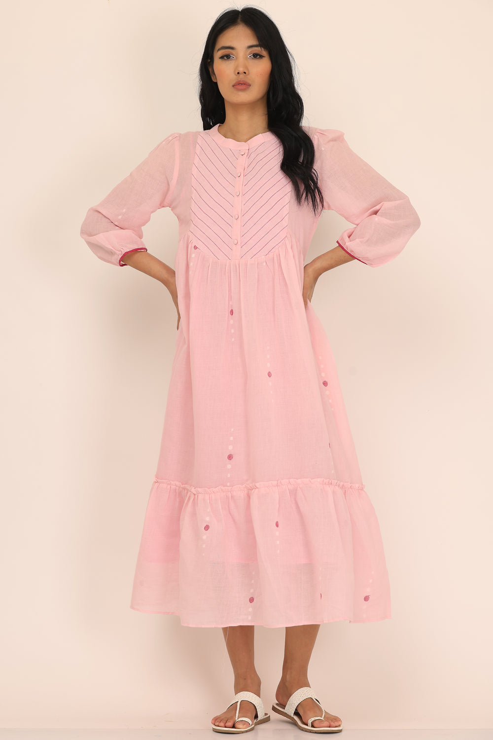 ROUND YOK DRESS SET OF-2  (WITH INNER SLIP)