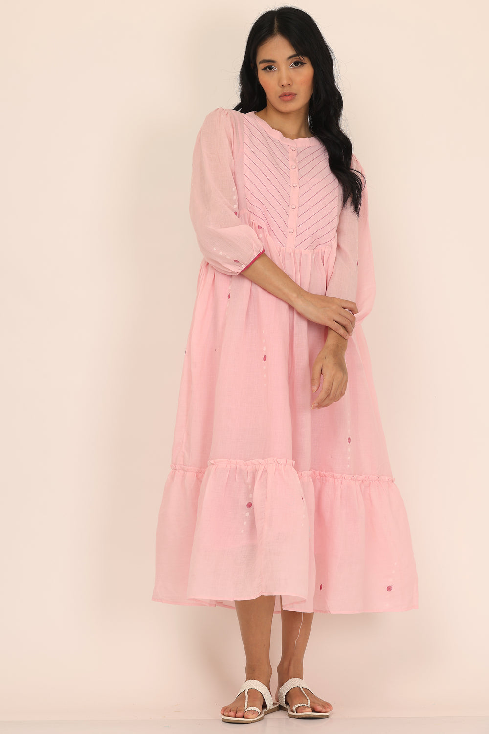ROUND YOK DRESS SET OF-2  (WITH INNER SLIP)