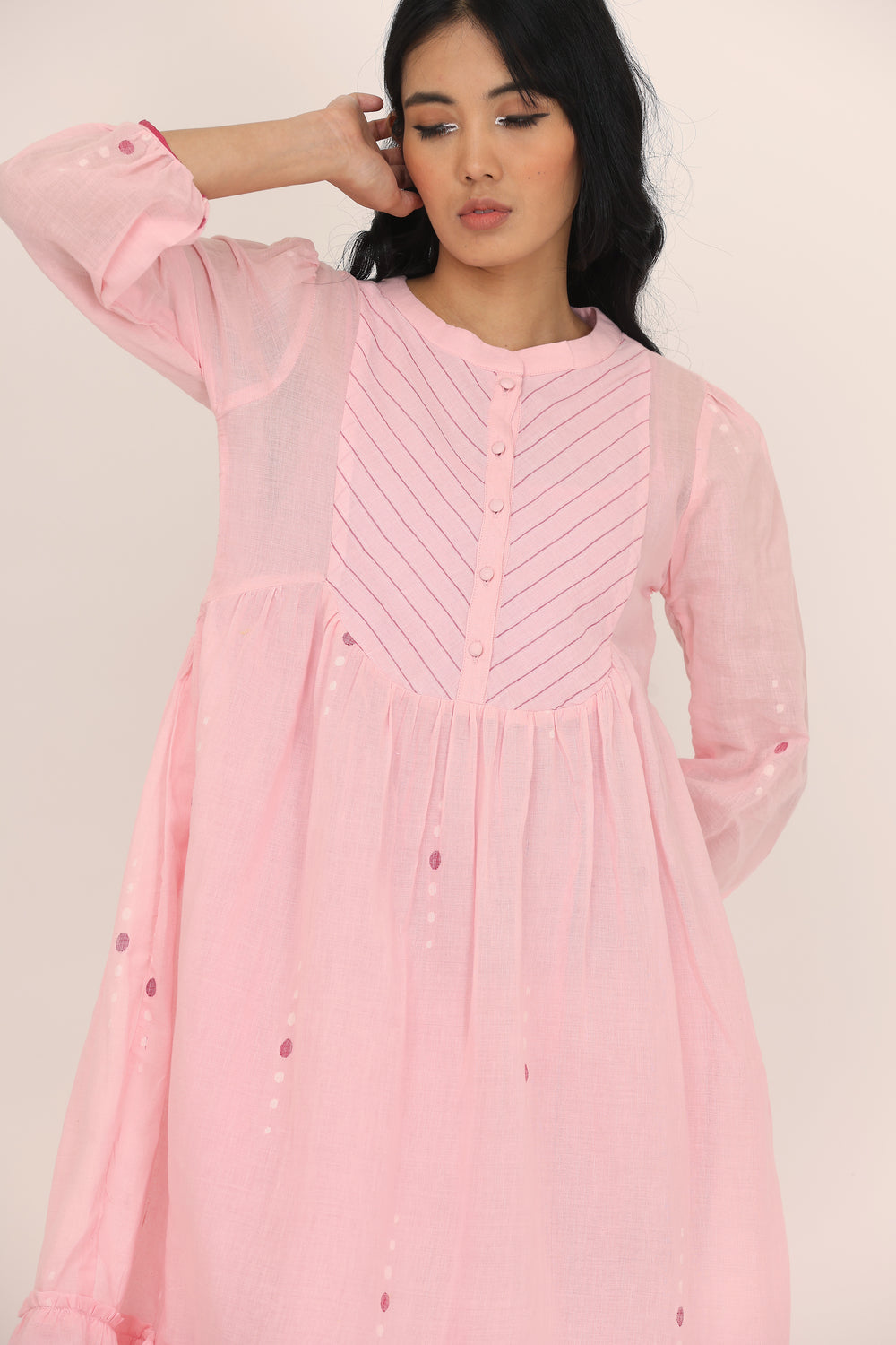ROUND YOK DRESS SET OF-2  (WITH INNER SLIP)