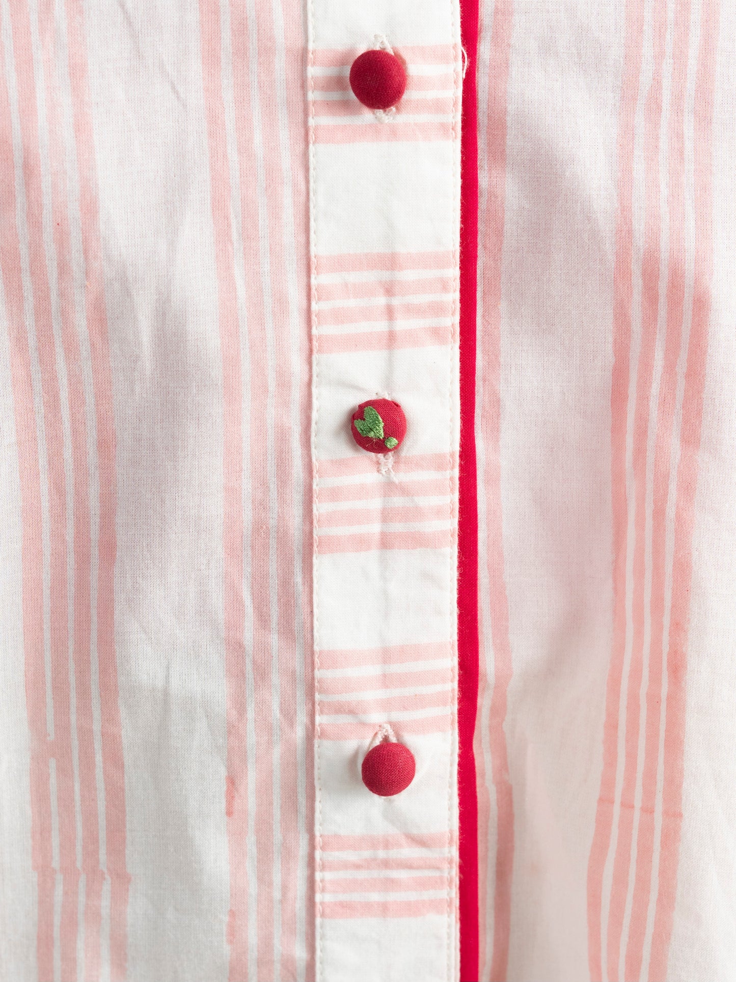 Hand Block Printed Pink Striped Oversized Shirt