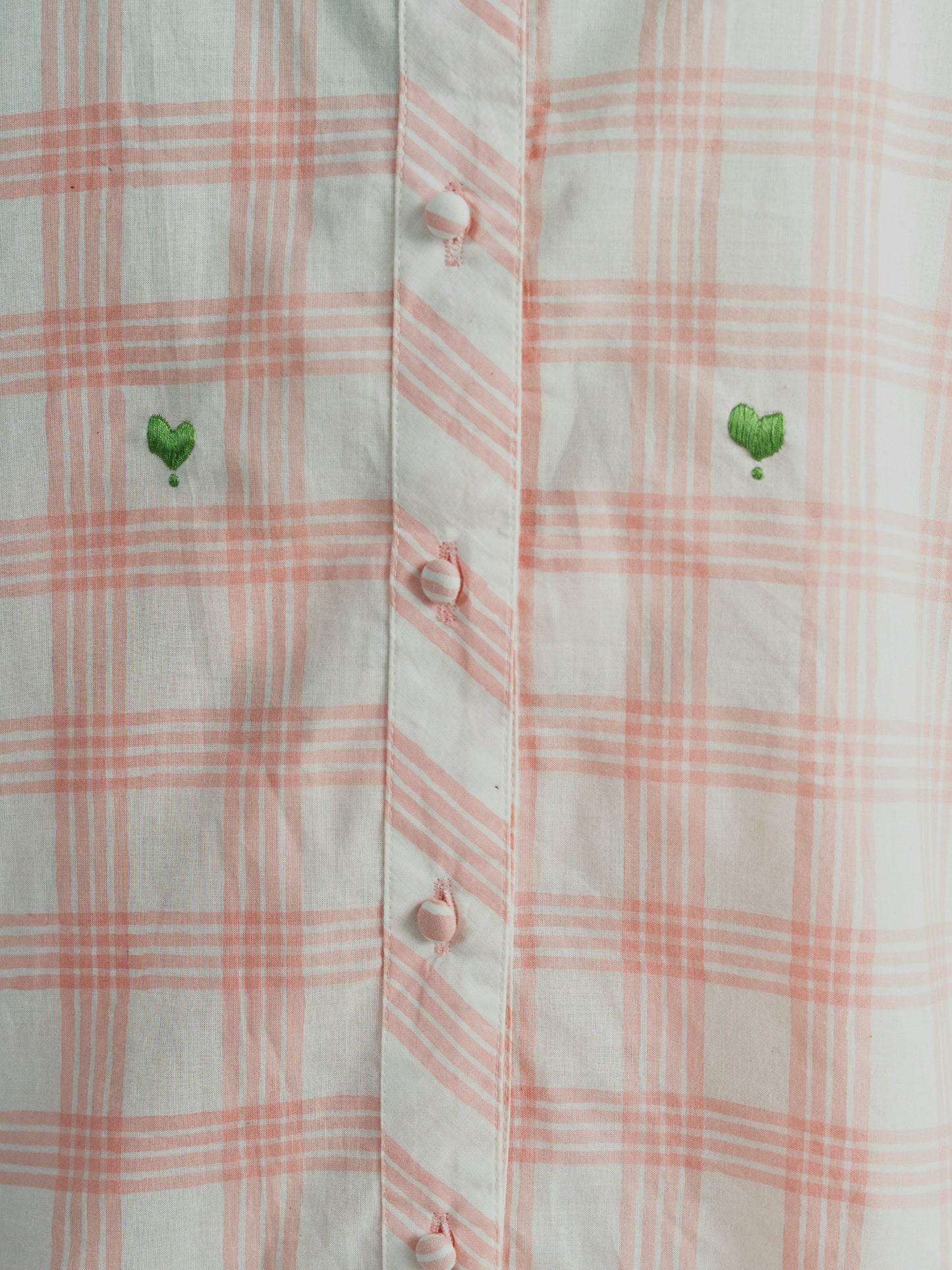 Hand Block Printed Pink Check Cotton Shirt