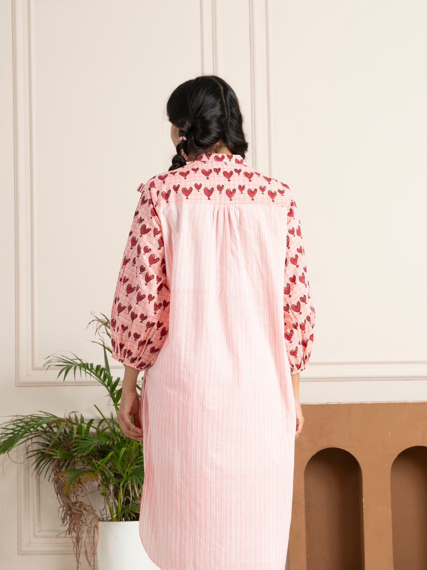 Block Printed Blush Pink Striped Co-Ord Set