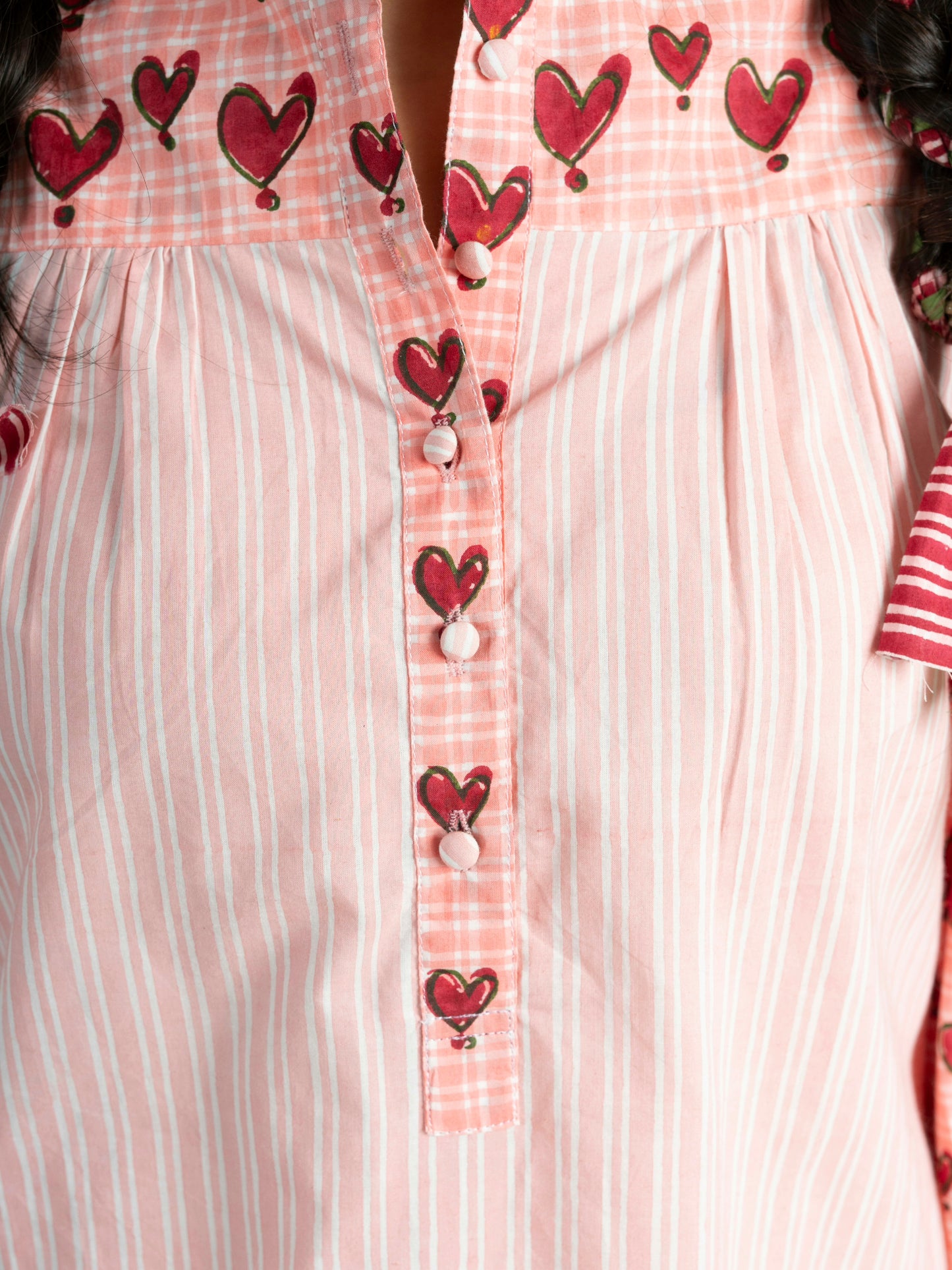 Block Printed Blush Pink Striped Co-Ord Set