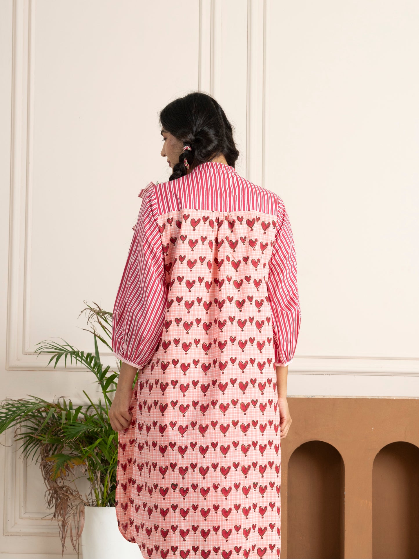 Handblock-printed Pink Hearts Co-Ord Set