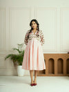 Block Printed Green Hearts Box Pleated Dress