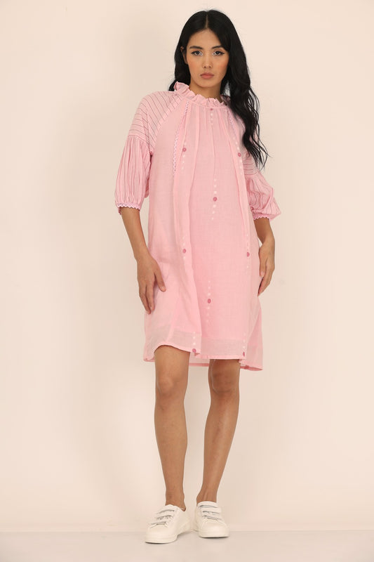 FRILL NECK SHORT DRESS