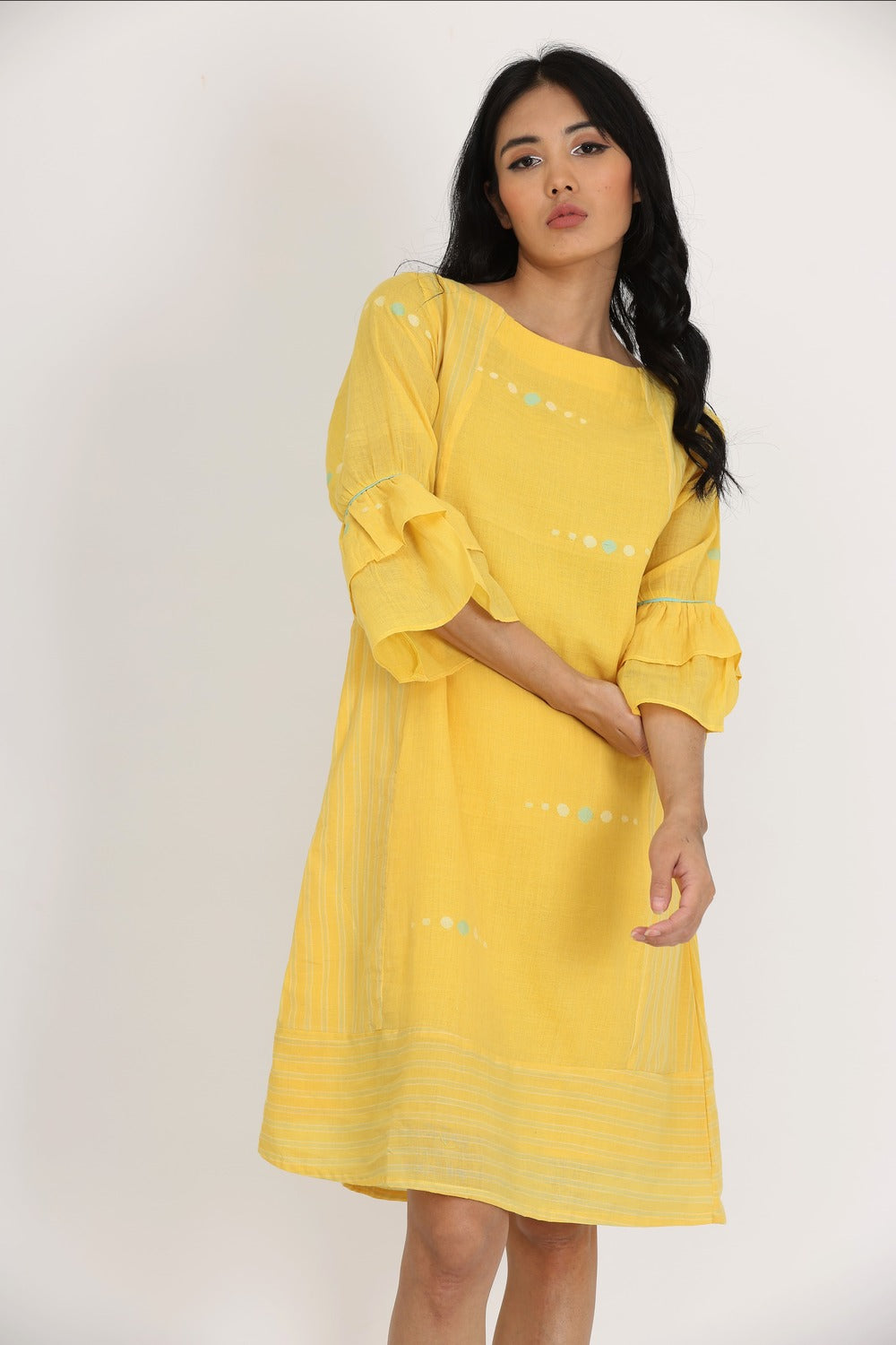 DOUBLE LAYER FRILL SLEEVES DRESS