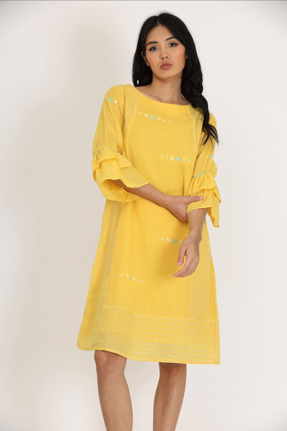 DOUBLE LAYER FRILL SLEEVES DRESS