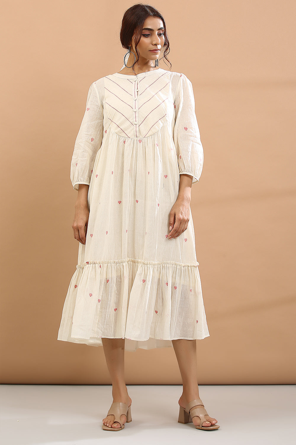 ROUND YOK DRESS(RED  HEART)