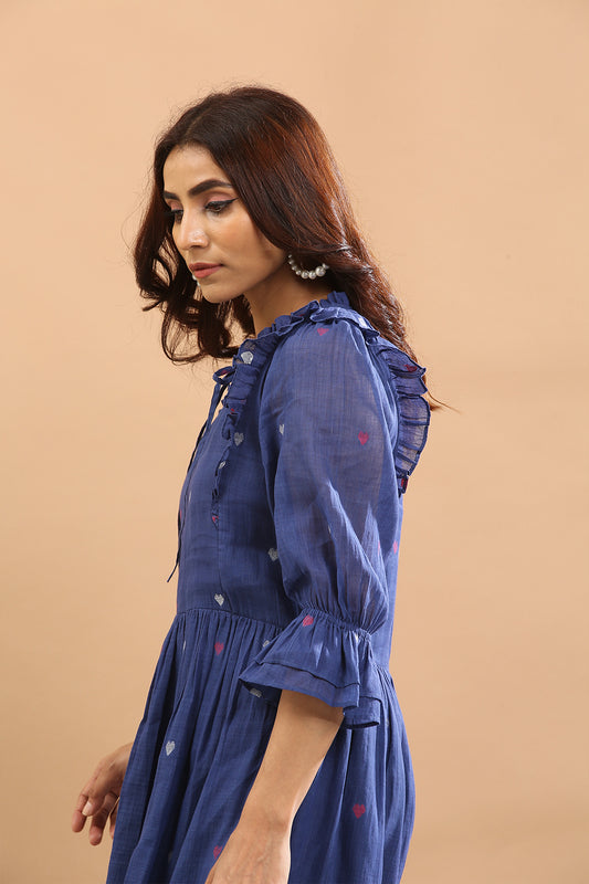 FRILL DRESS(BLUE BASE)