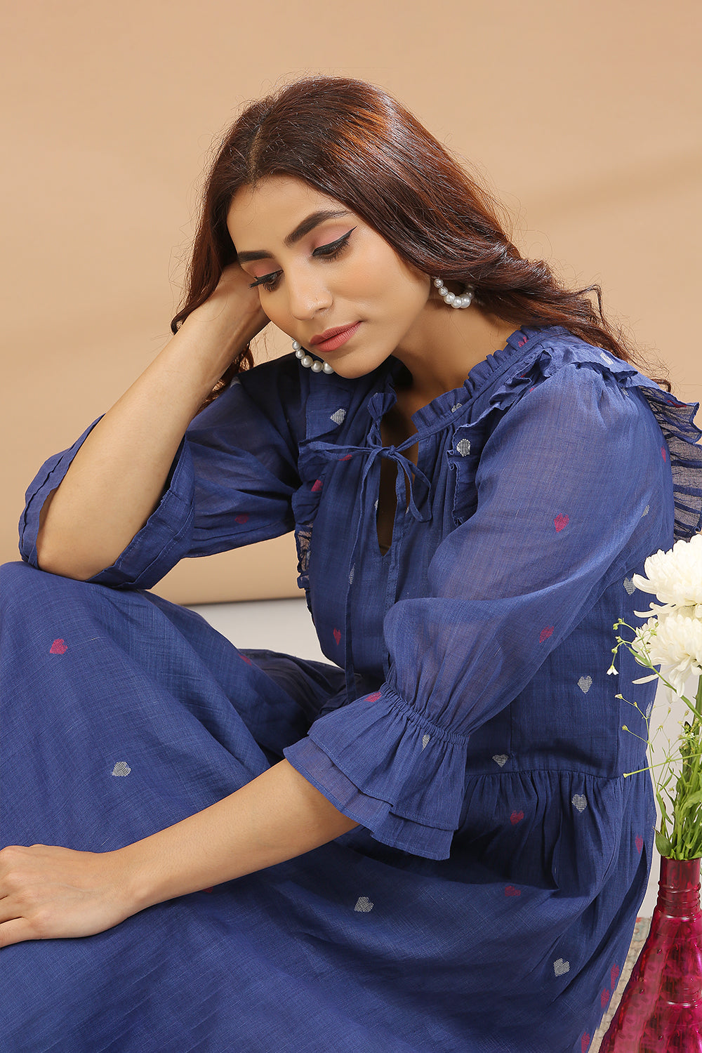 FRILL DRESS(BLUE BASE)