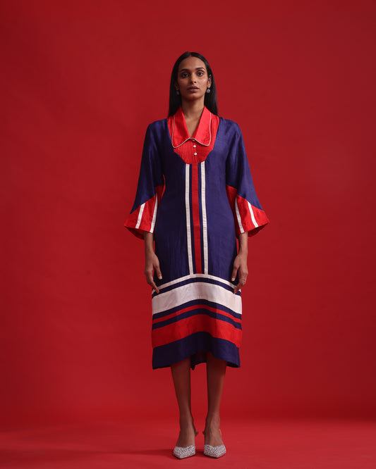 RED PITUCK YOK BLUE DRESS