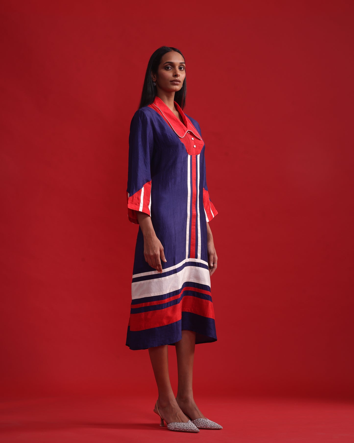 RED PITUCK YOK BLUE DRESS