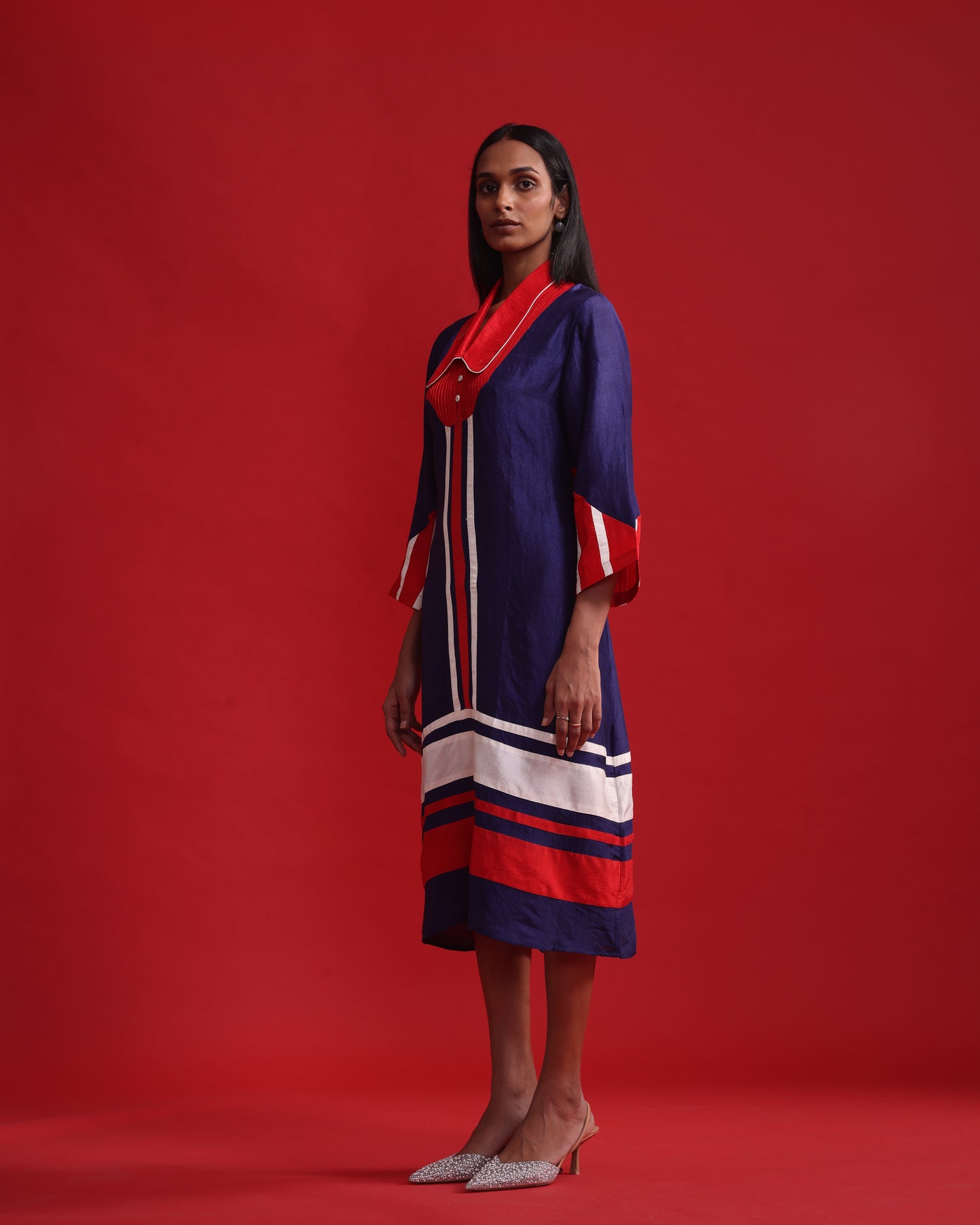 RED PITUCK YOK BLUE DRESS