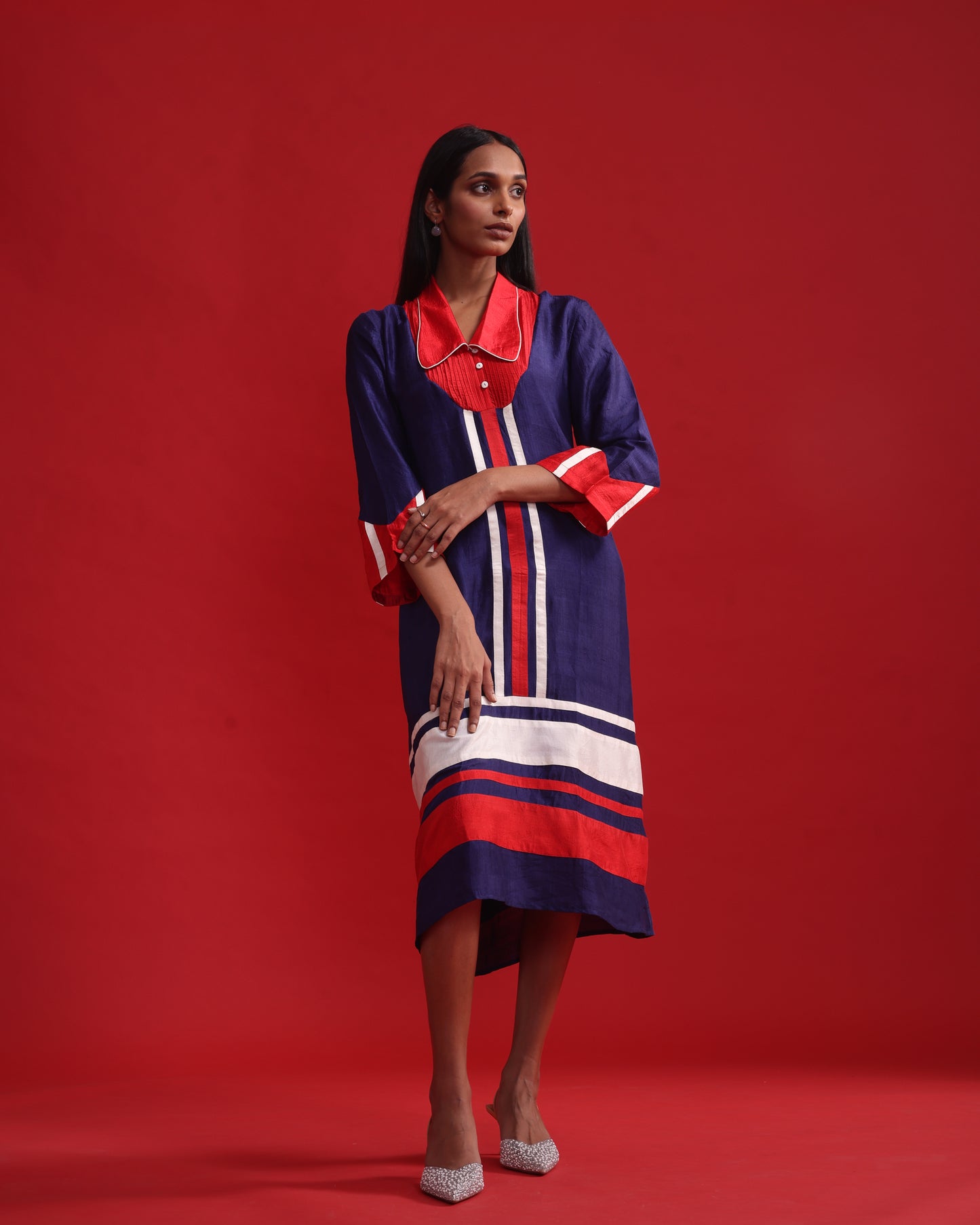 RED PITUCK YOK BLUE DRESS