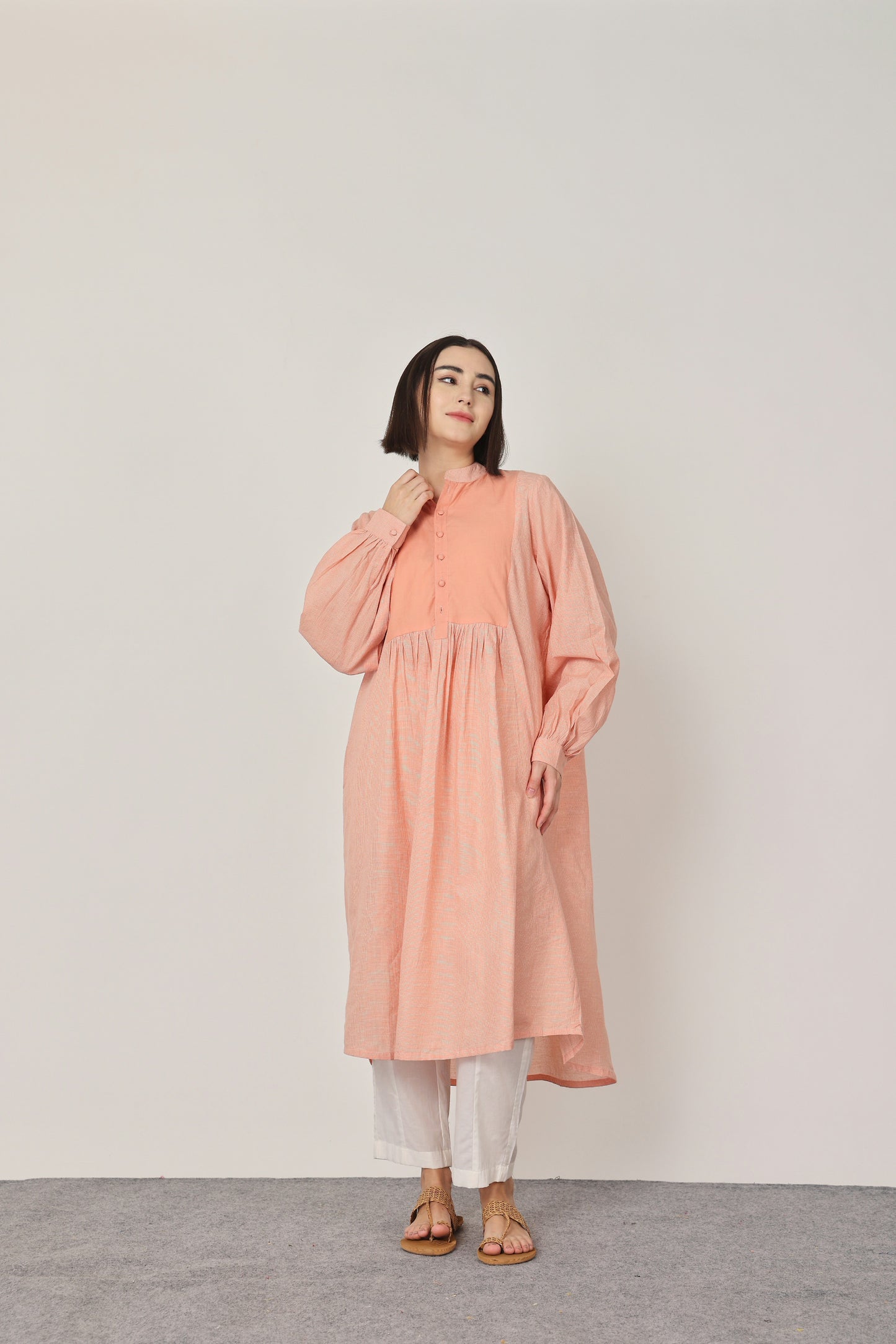 PEACH YOKE KURTA SET OF-2