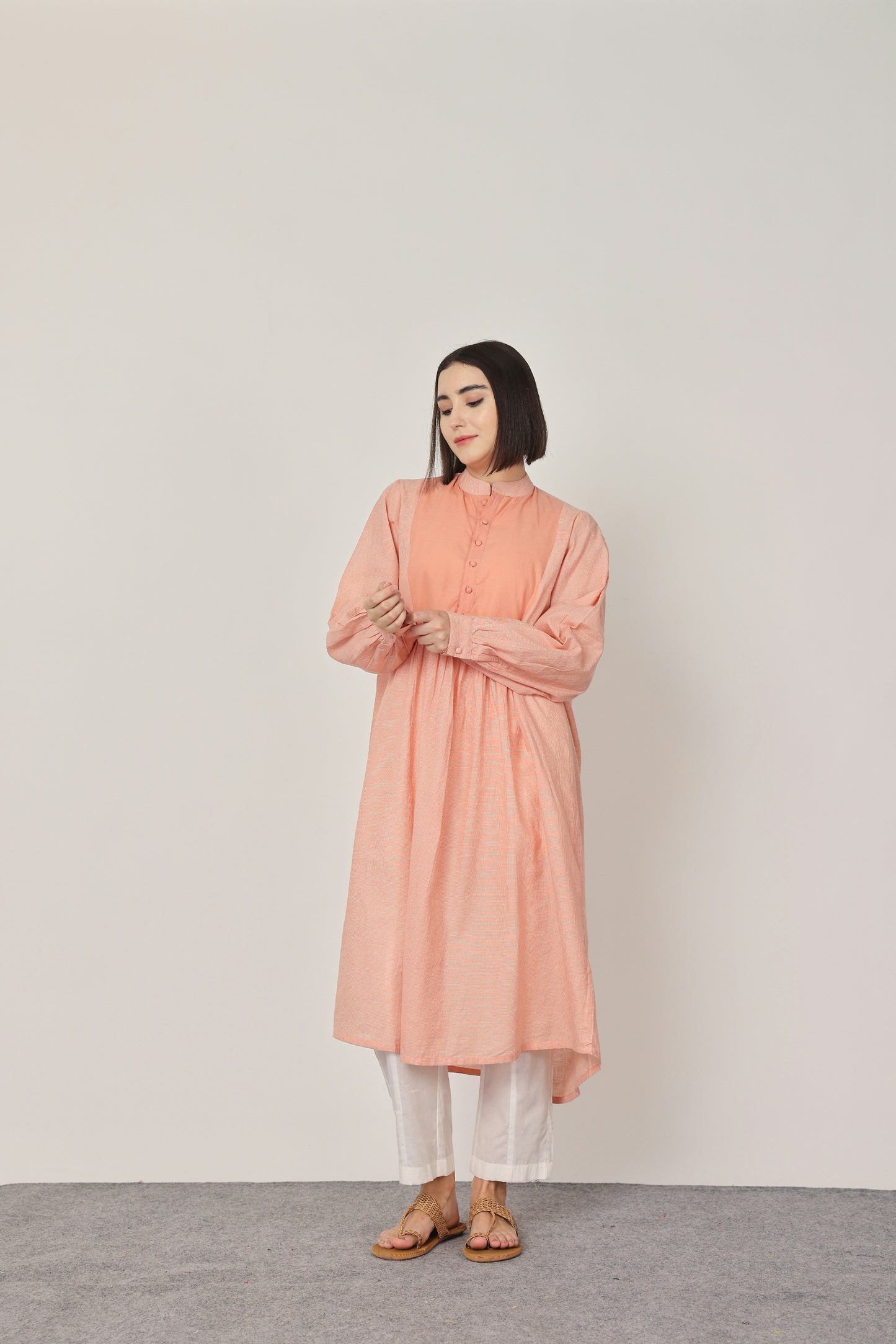 PEACH YOKE KURTA SET OF-2