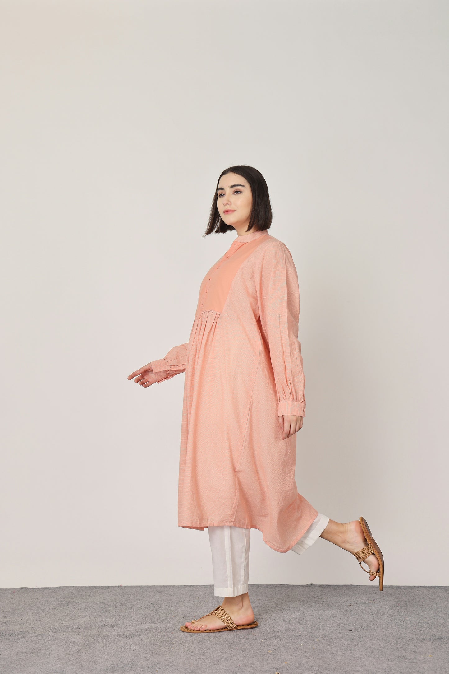 PEACH YOKE KURTA SET OF-2