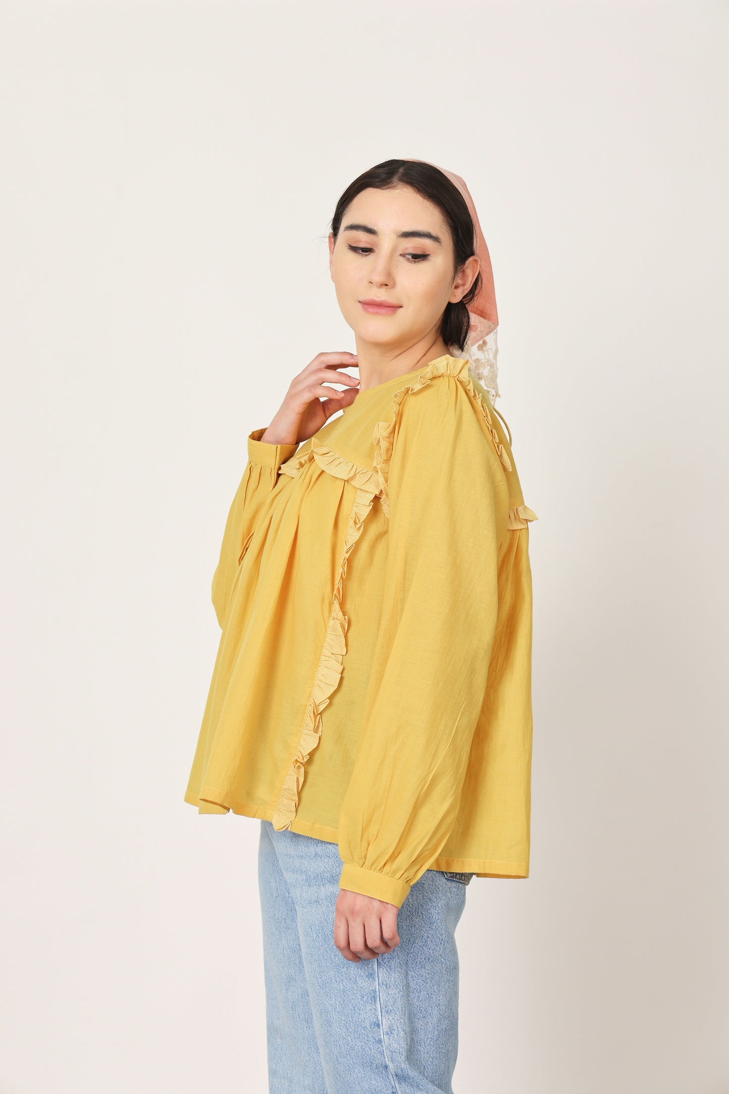 YELLOW RUFFLE DETAILING TOP