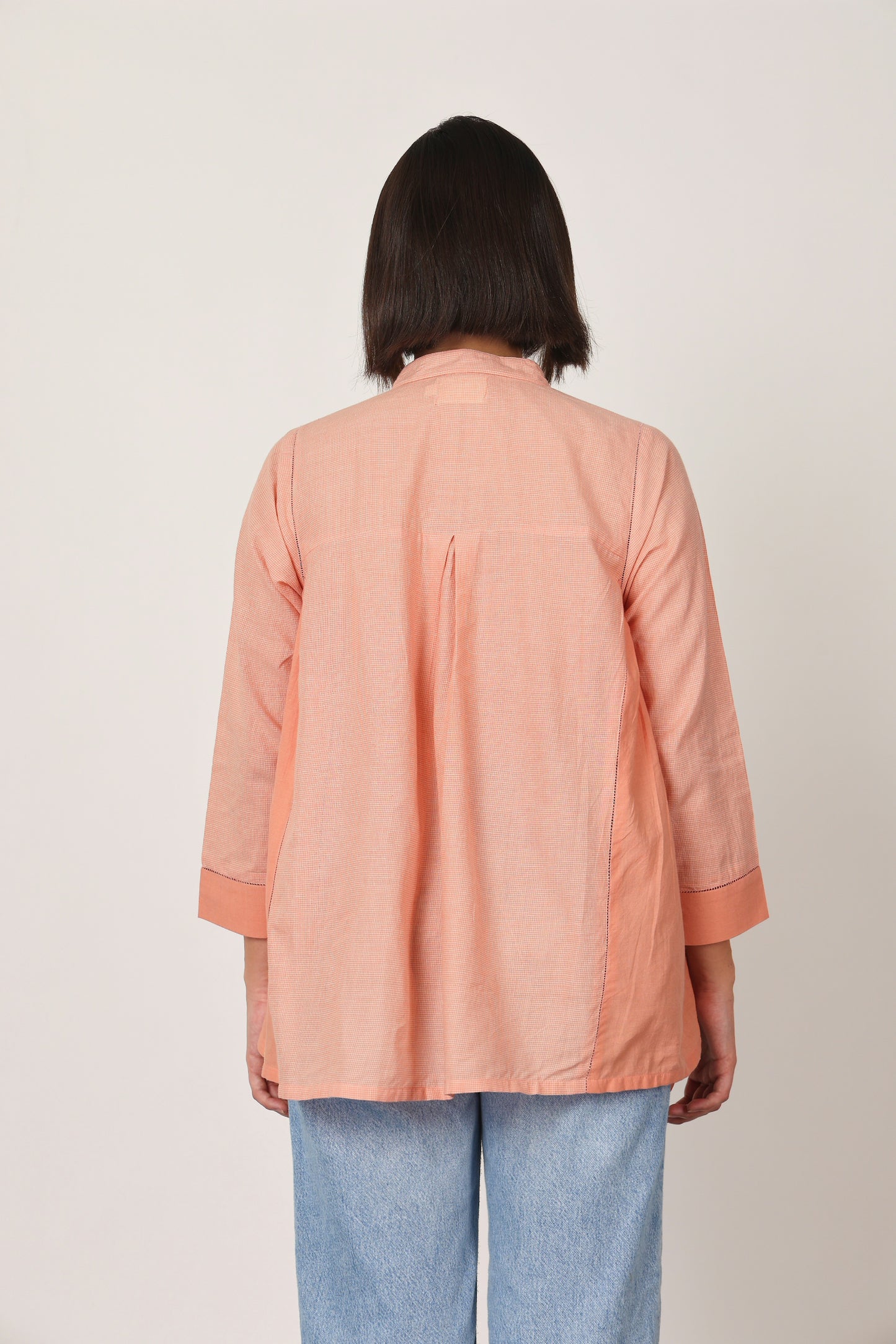 PEACH FORGOTTEN STITCHED DETAILING TOP