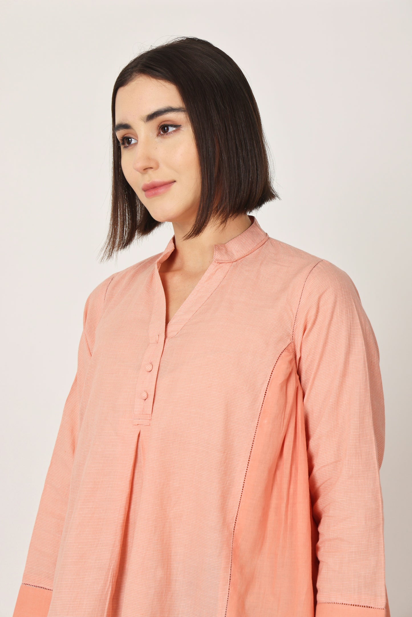 PEACH FORGOTTEN STITCHED DETAILING TOP