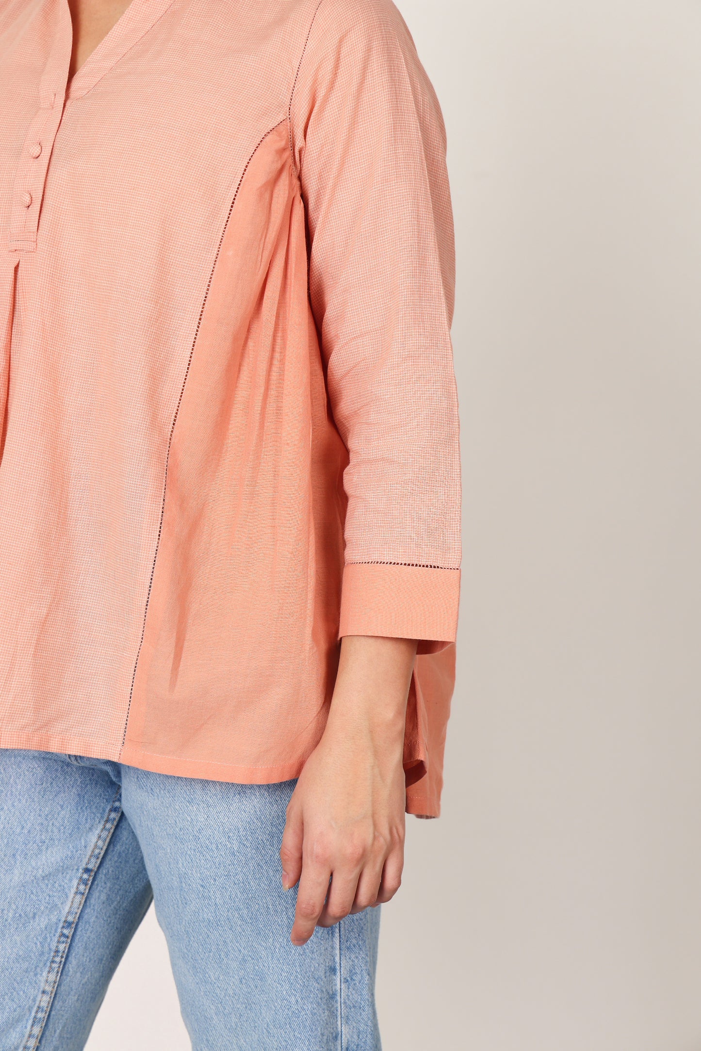 PEACH FORGOTTEN STITCHED DETAILING TOP