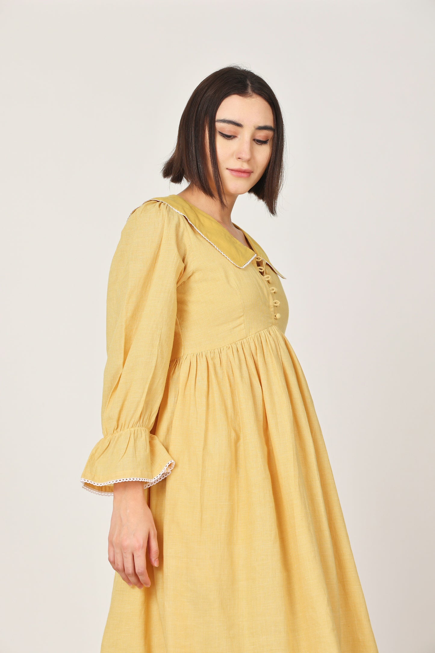 YELLOW COLLARED MIDI DRESS