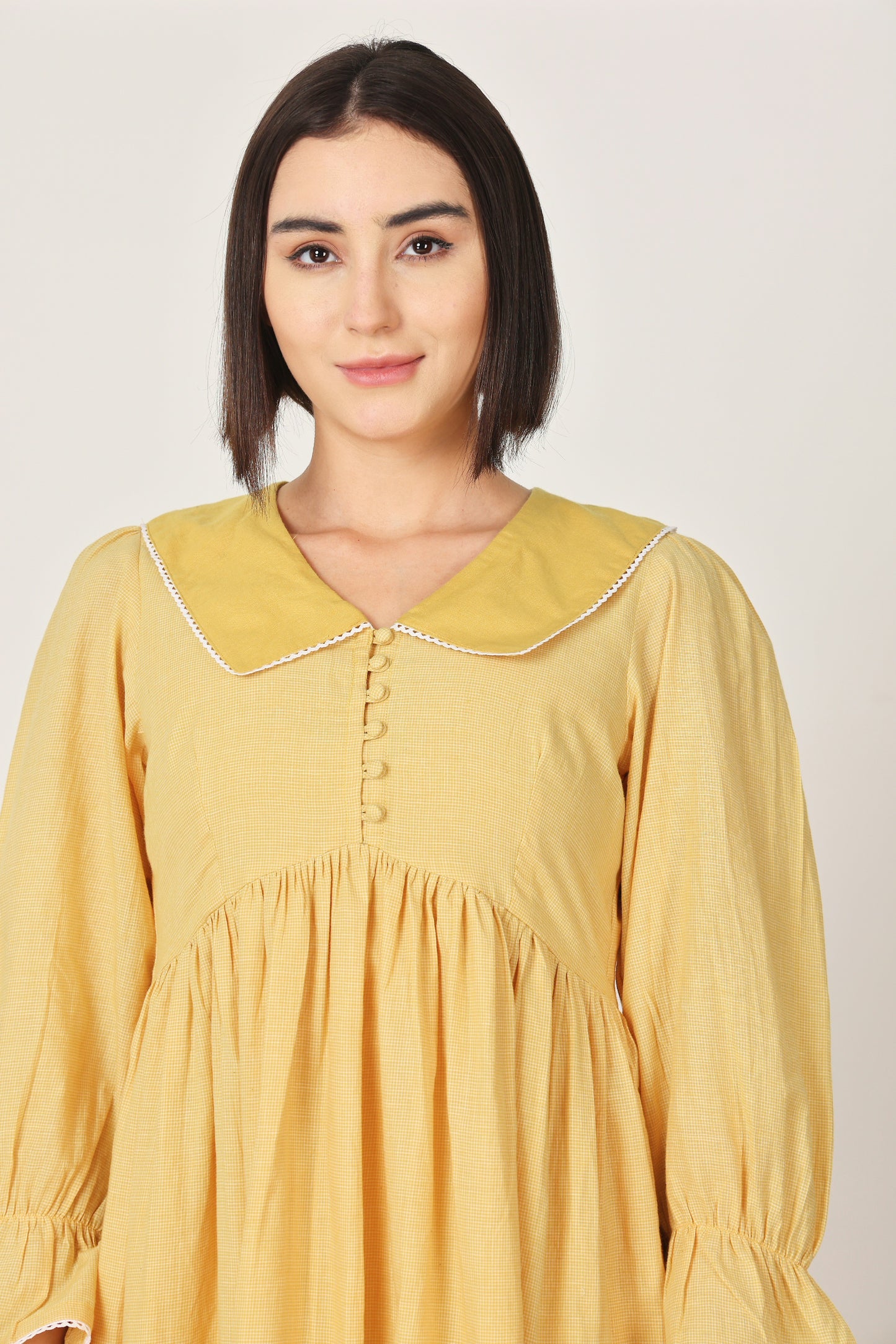 YELLOW COLLARED MIDI DRESS