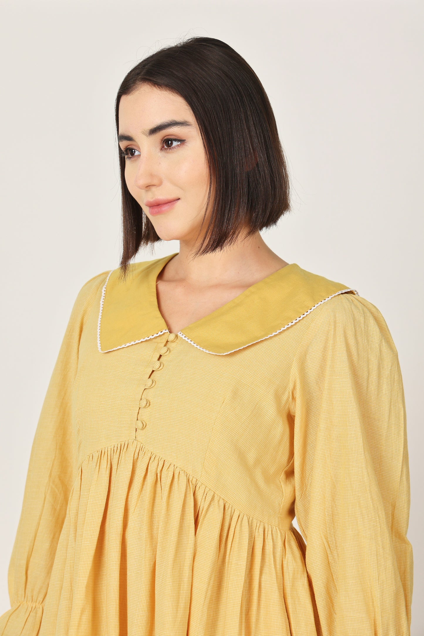 YELLOW COLLARED MIDI DRESS