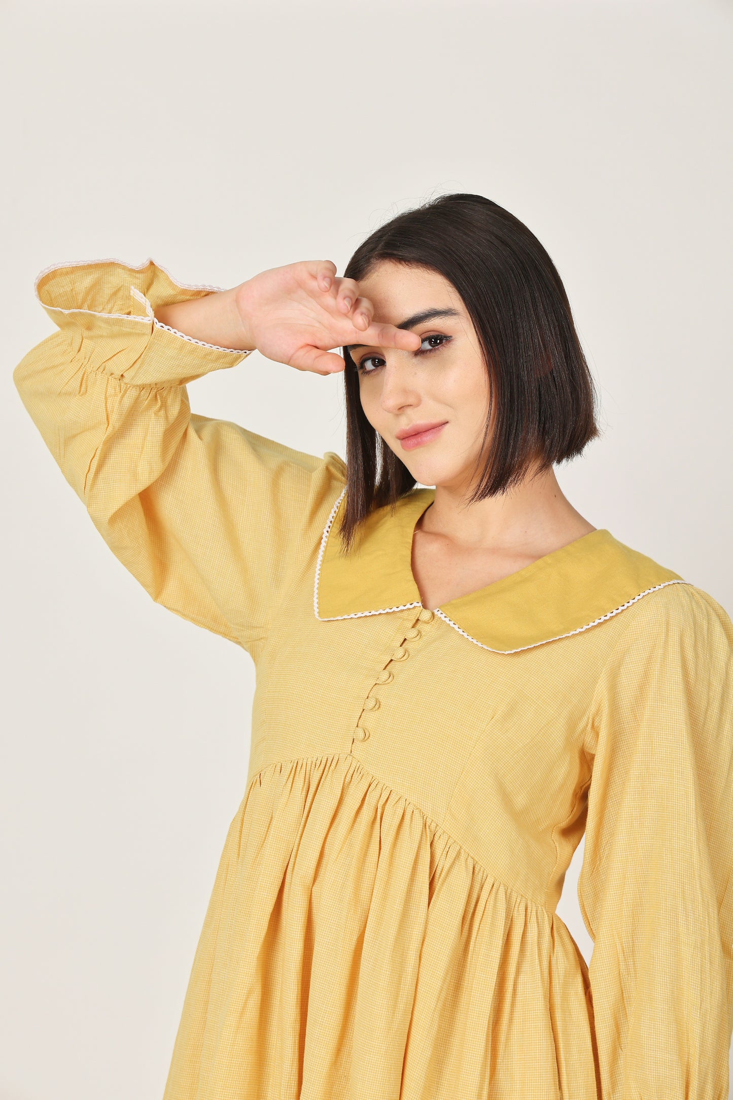 YELLOW COLLARED MIDI DRESS