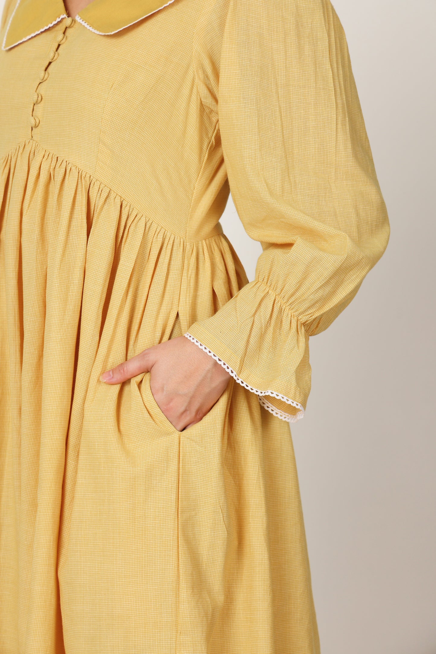 YELLOW COLLARED MIDI DRESS