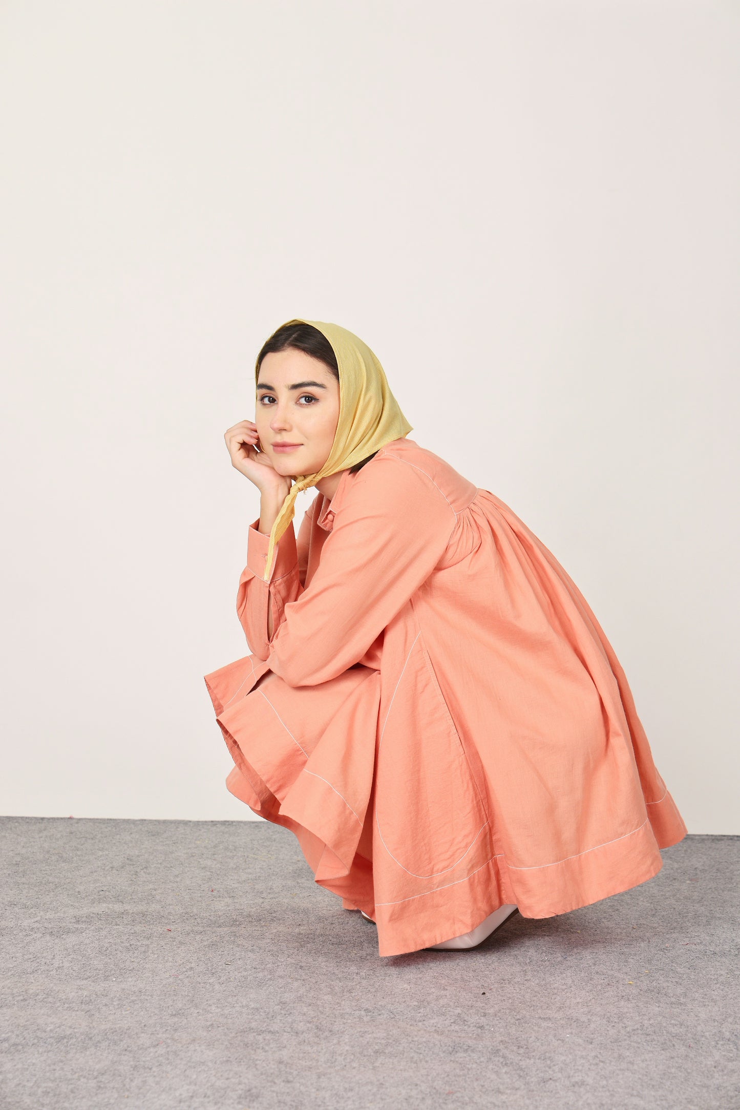 PEACH FLAIRED SHIRT TOP