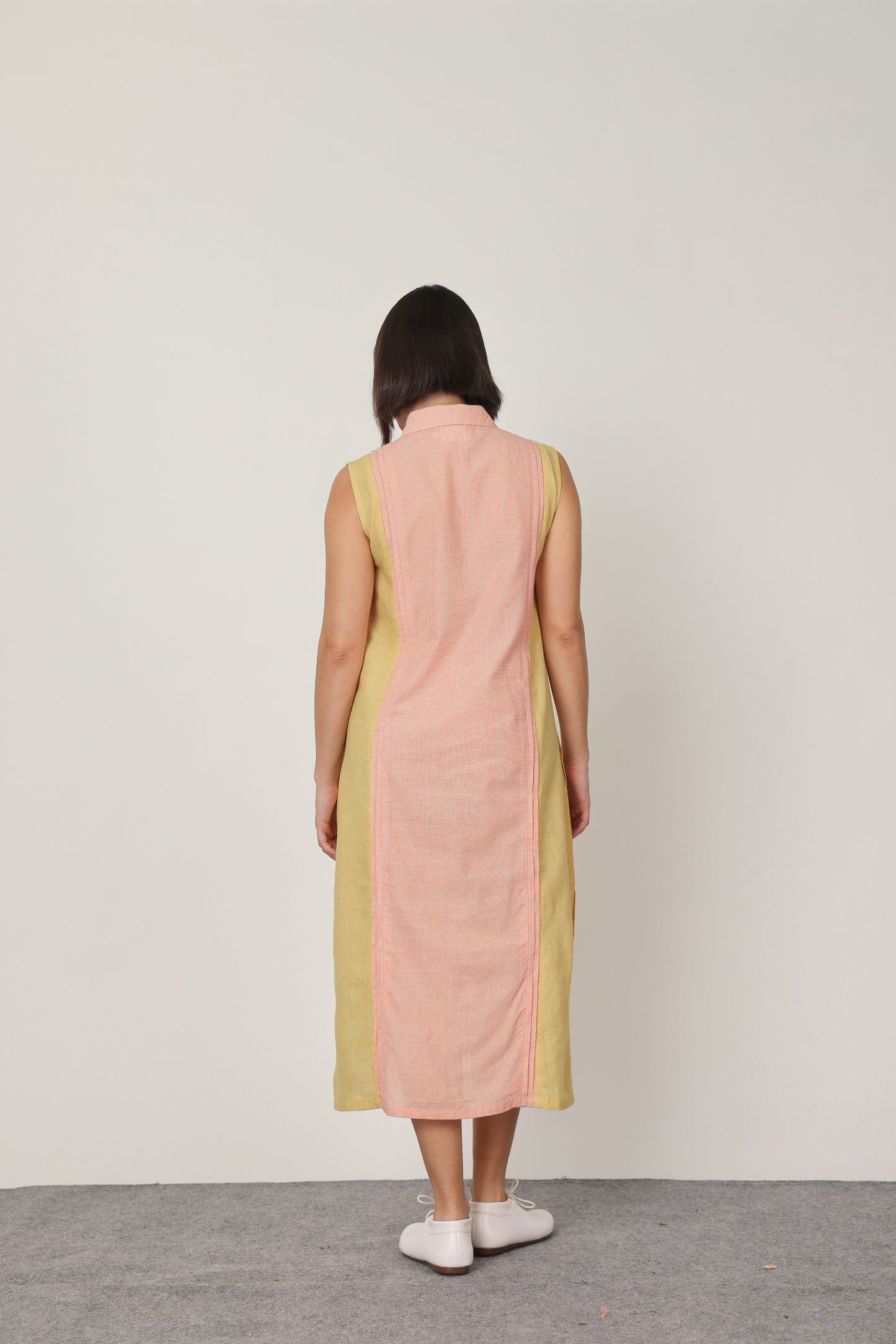 PEACH & YELLOW PINTUCKS KURTA / DRESS