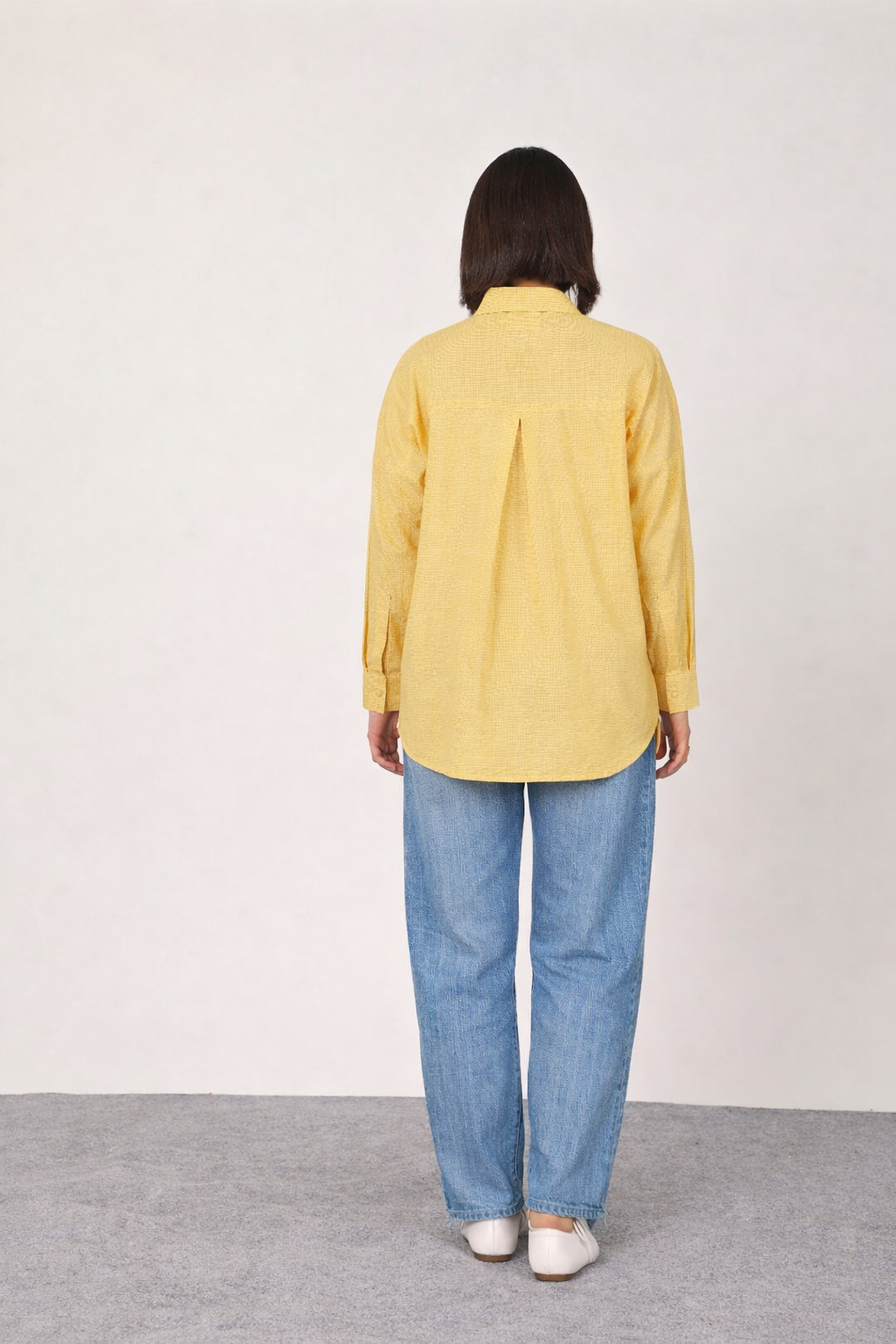 YELLOW CHECKED BOXY SHIRT